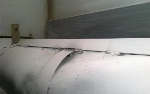 燃焼筒破損・循環ファン汚れを同時確認！塗装ブース設備に迫る劣化の影（栃木県栃木市）
